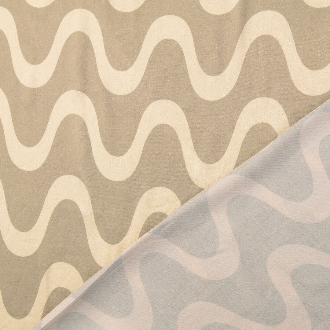 Viskose Satin Wellen - graubeige