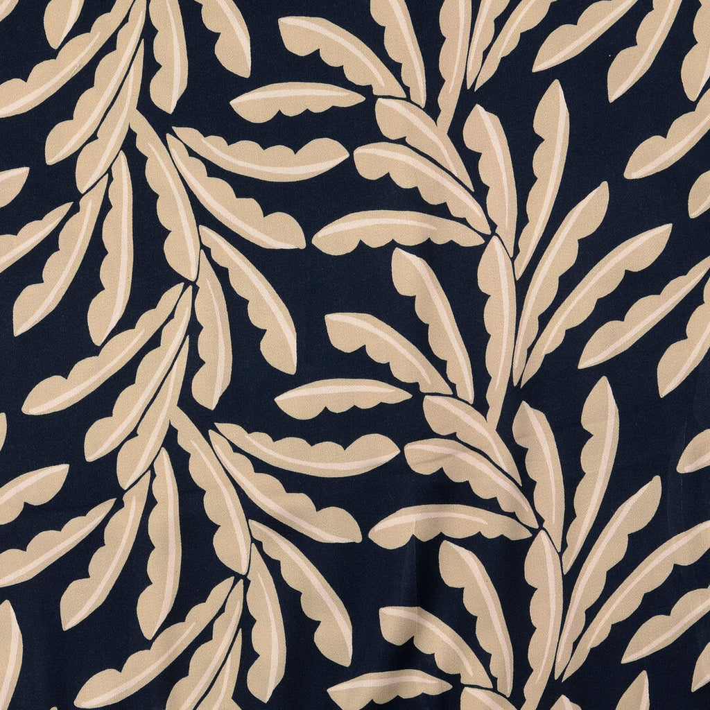 Viskose Satin Leaves - schwarz