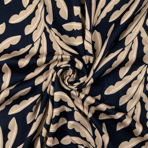 Viskose Satin Leaves - schwarz - Reststück 1,5m