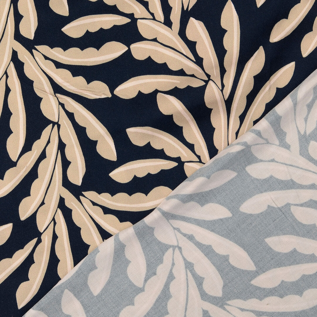 Viskose Satin Leaves - schwarz