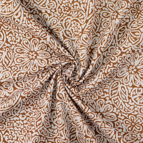 Baumwoll Popeline floral - braun - Reststück 1,6M