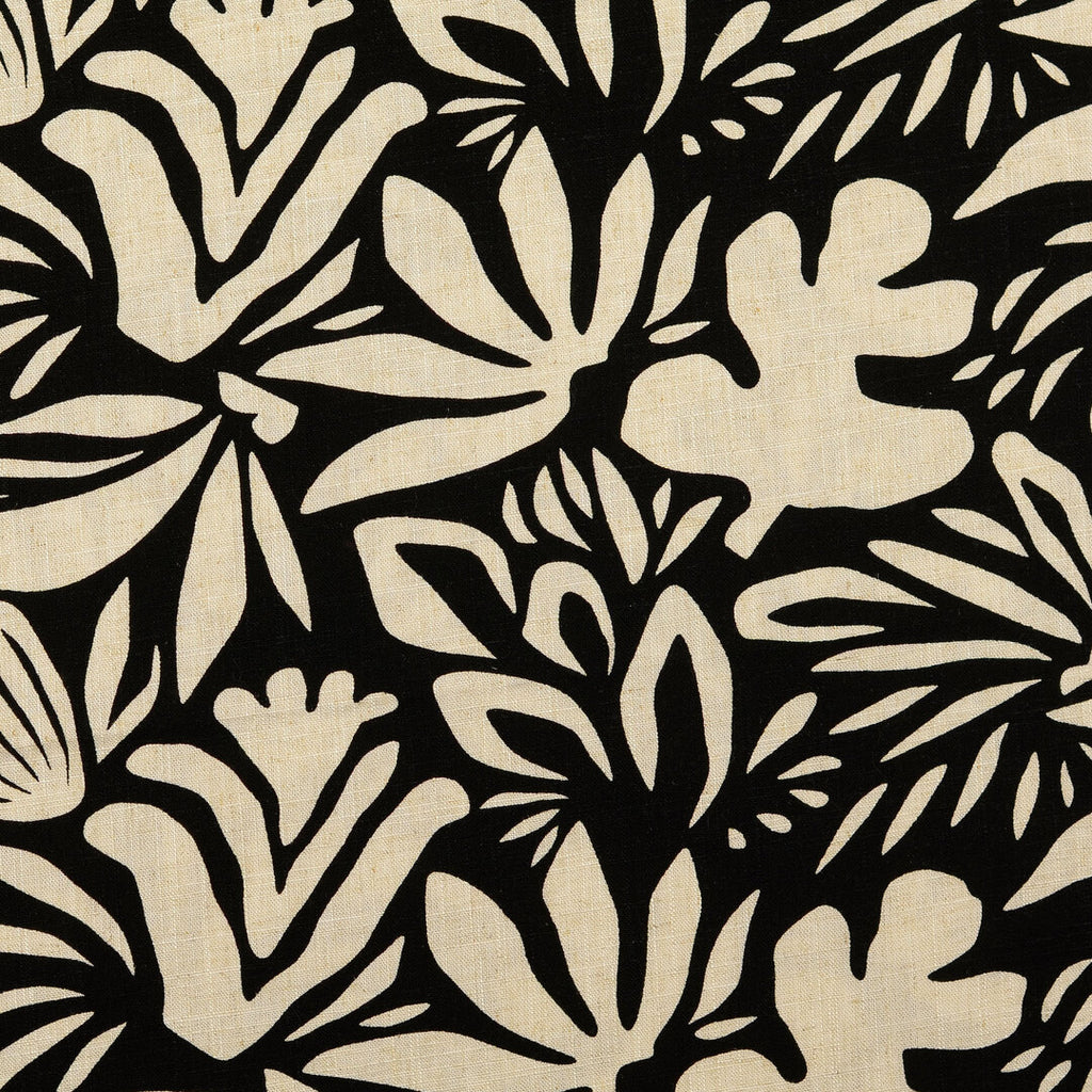 Viskose Leinen floral - schwarz
