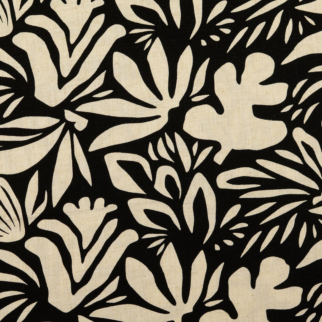 Viskose Leinen floral - schwarz