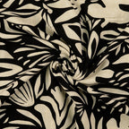 Viskose Leinen floral - schwarz