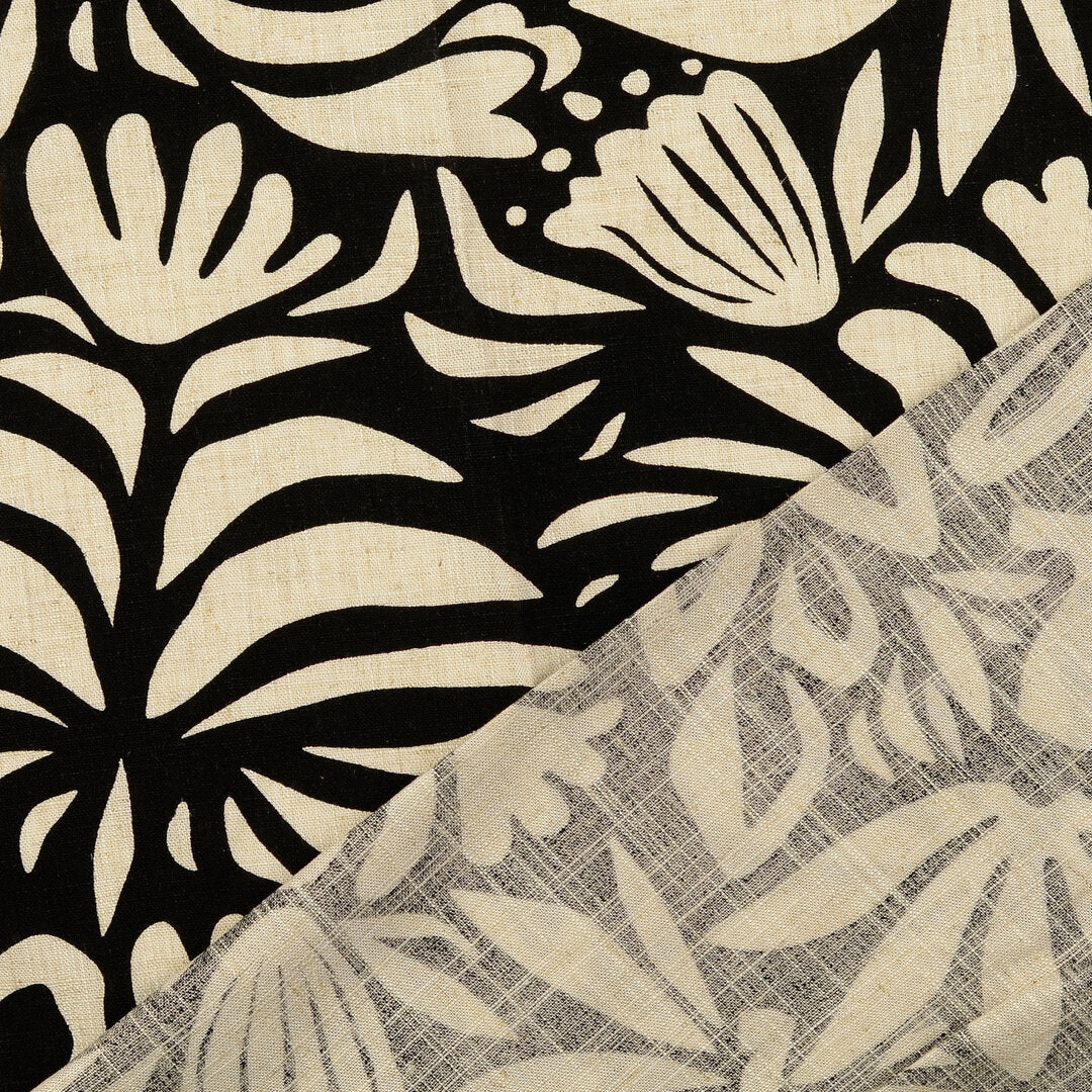 Viskose Leinen floral - schwarz