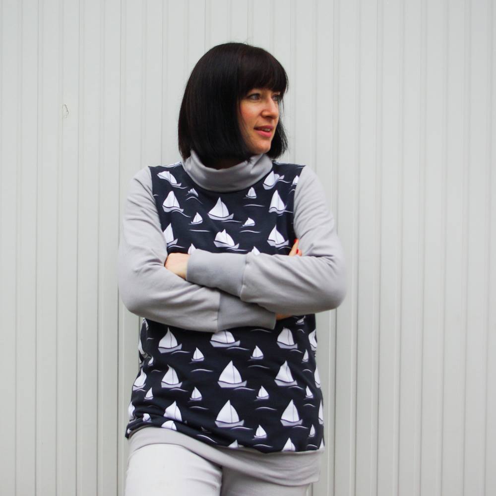Designbeispiel: lillesol women No.32 Shirt mit Kuschelkragen