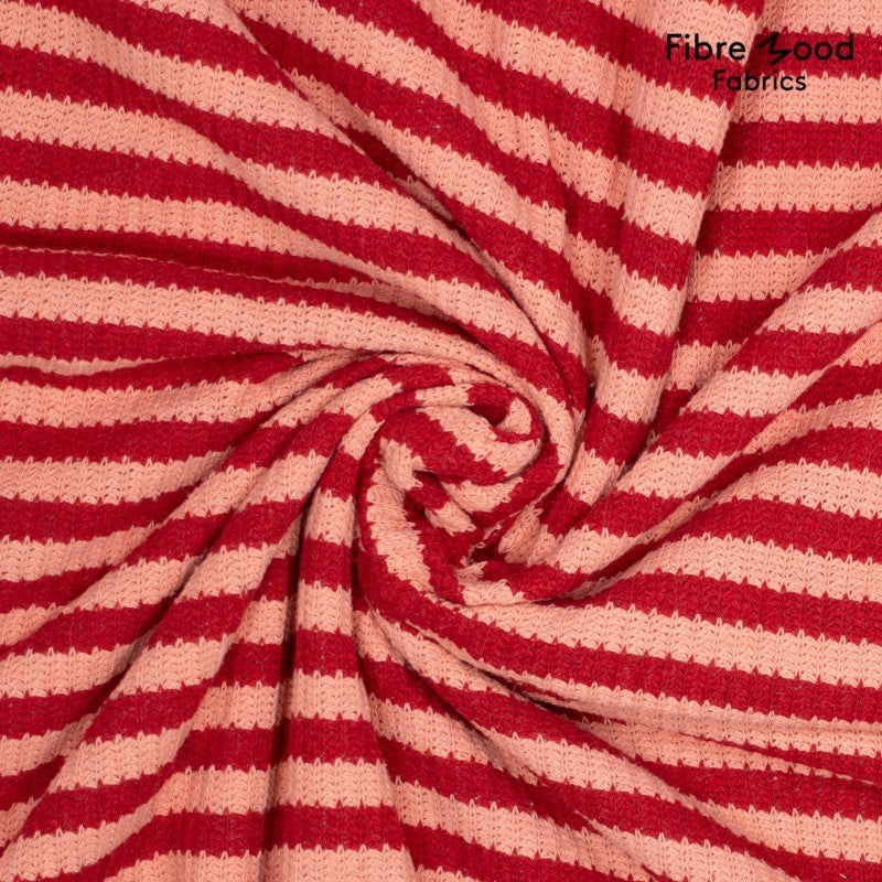 Grob-Strick Streifen "Fibre Mood" - rot/pfirsich *Videovorstellung*