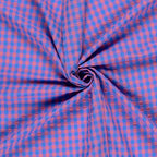Baumwoll Seersucker Karos - pink/blau