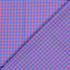 Baumwoll Seersucker Karos - pink/blau