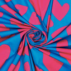 Baumwoll Popeline "Hearts" - pink/blau Fibre Mood *Videovorstellung*