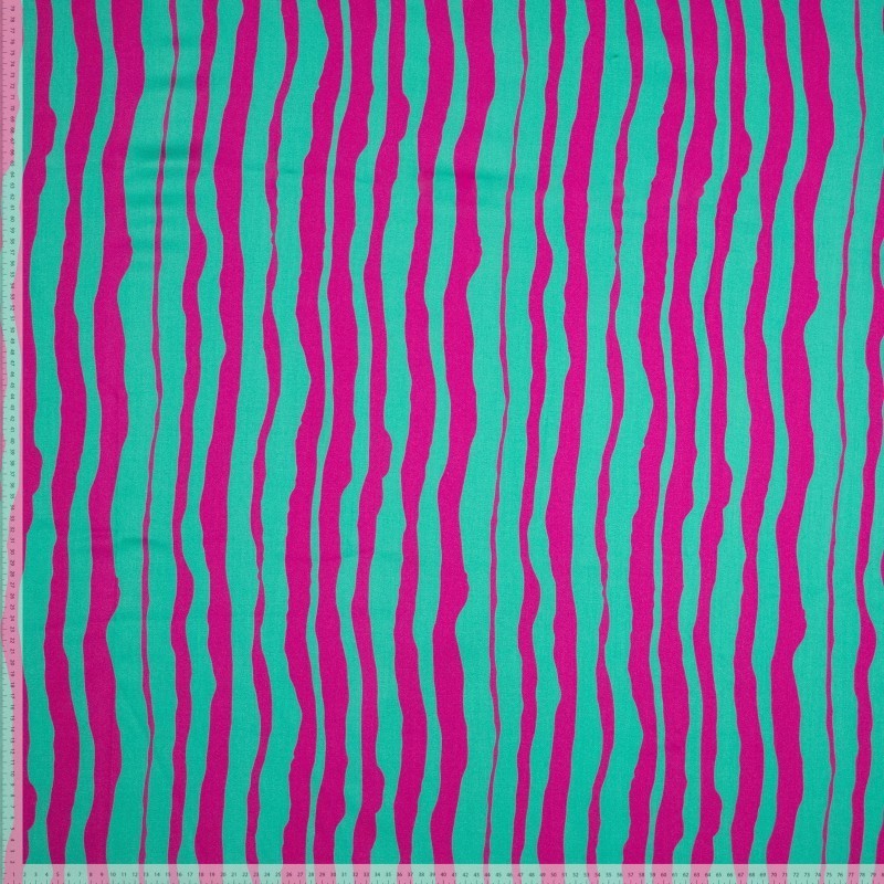 Viskose Satin "stripes" - fuchsia/smaragd *Videovorstellung*
