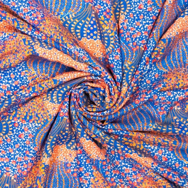 Viskose Blumenranken - blau *Videovorstellung*