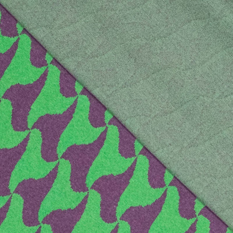 Jacquard Jersey "recycled" - grün/lila *Videovorstellung*