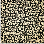 Baumwoll Popeline "abstract love"" - schwarz/sand - Reststück 1,7M