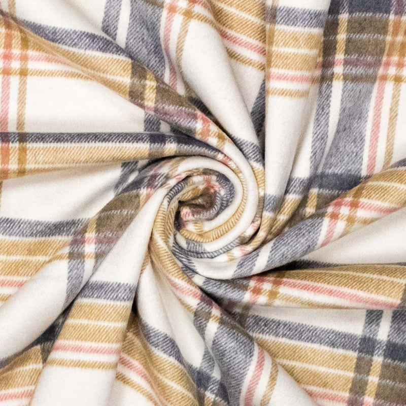 Mantelstoff "brushed checks" - ecru/grau *Videovorstellung*