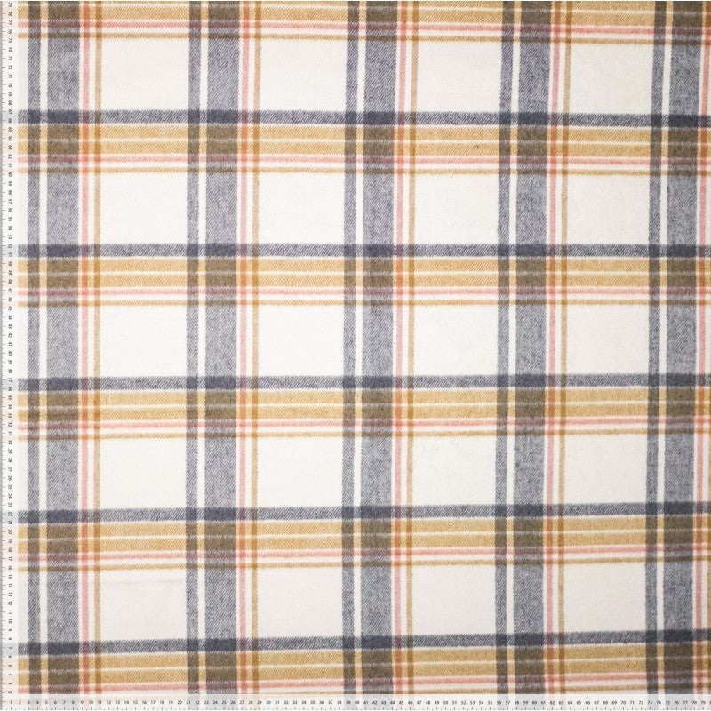 Mantelstoff "brushed checks" - ecru/grau *Videovorstellung*