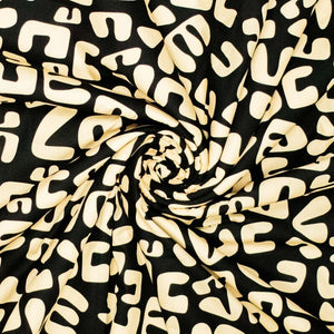 Baumwoll Popeline "abstract love"" - schwarz/sand - Reststück 1,7M