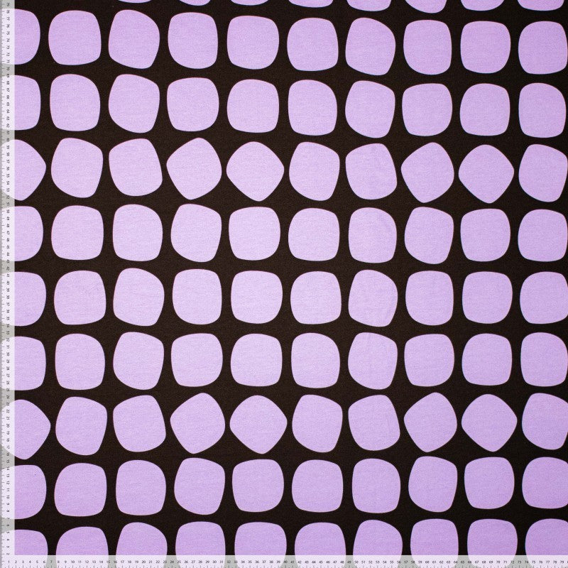French Terry angeraut "Polka Dots" - braun/flieder *Videovorstellung*