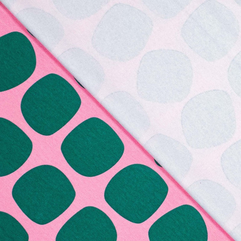 French Terry angeraut "Polka Dots" - rosa/grün *Videovorstellung*