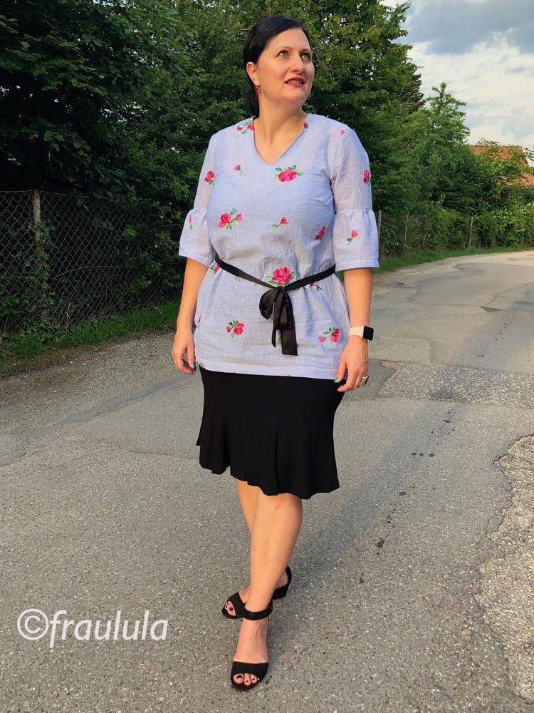 Ebook / Schnittmuster lillesol women No.35 Volant-Bluse * mit Video-Nähanleitung *
