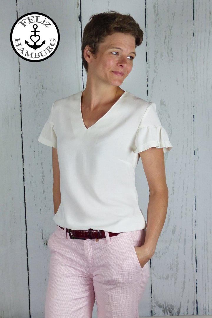 Ebook / Schnittmuster lillesol women No.35 Volant-Bluse * mit Video-Nähanleitung *
