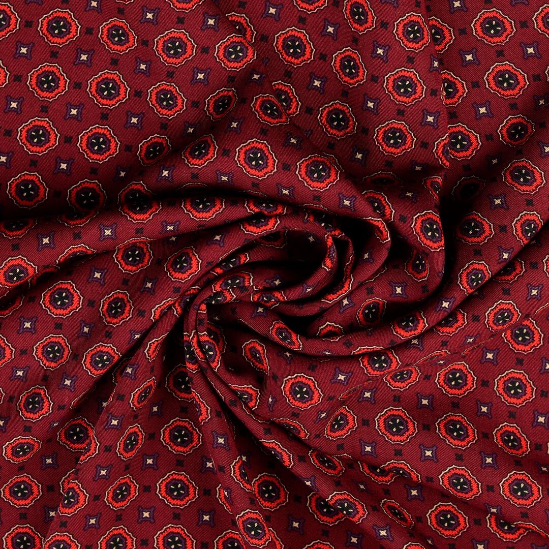 Viskose Twill Ornamente groß - bordeaux *Videovorstellung*