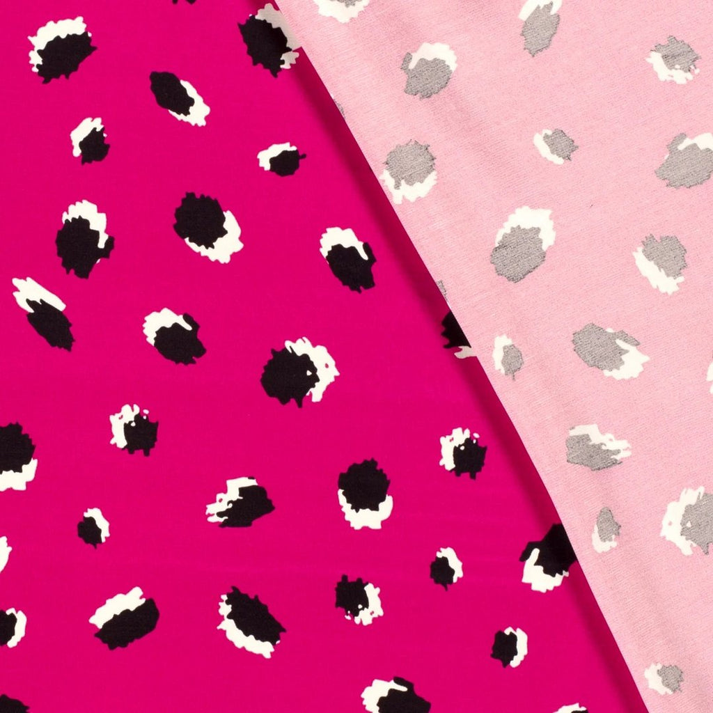 Viskose Satin "spots" - magenta *Videovorstellung*