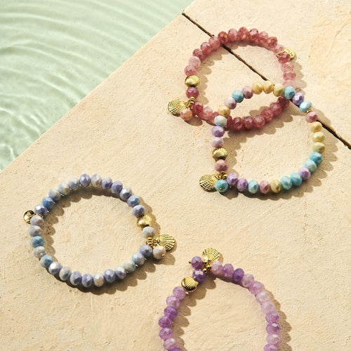 Armband mit Tassel - rosa mit Muschel Boho Summer