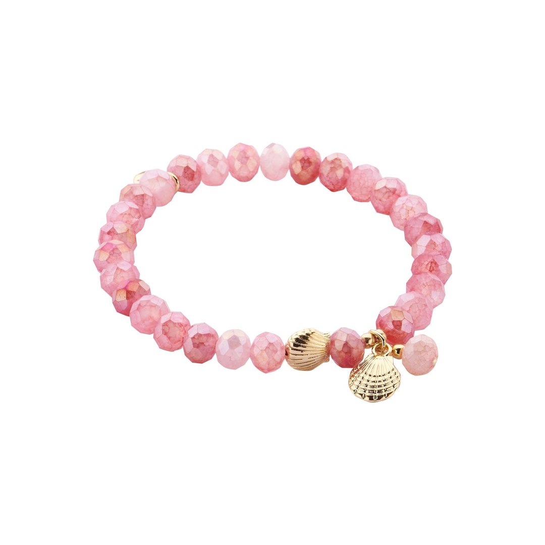 Armband mit Tassel - rosa mit Muschel Boho Summer