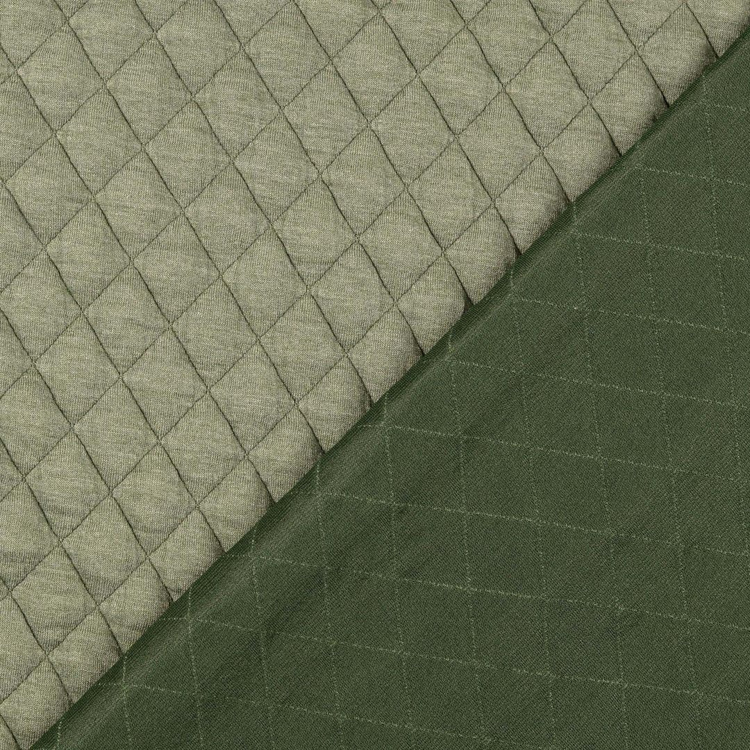 Jacquard Steppstoff Rauten dehnbar - oliv *Videovorstellung*