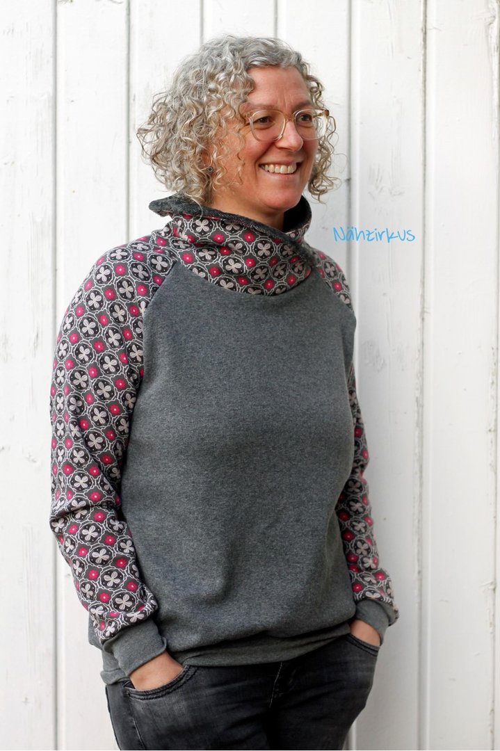 Ebook / Schnittmuster lillesol women No.39 Raglan-Hoodie *mit Video Nähanleitung*