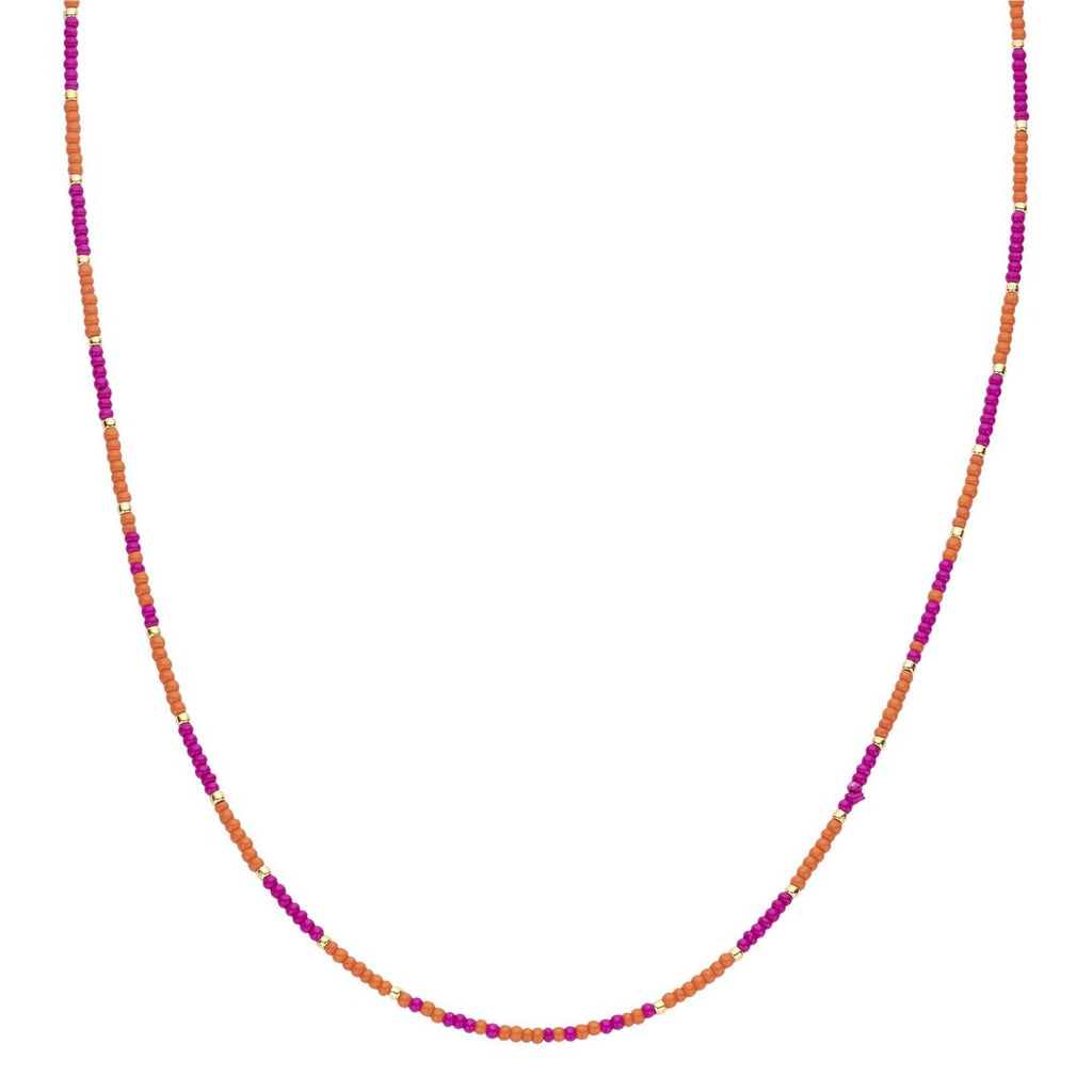 Kette pink orange mit kleinen Perlen / Beads Summer Boho