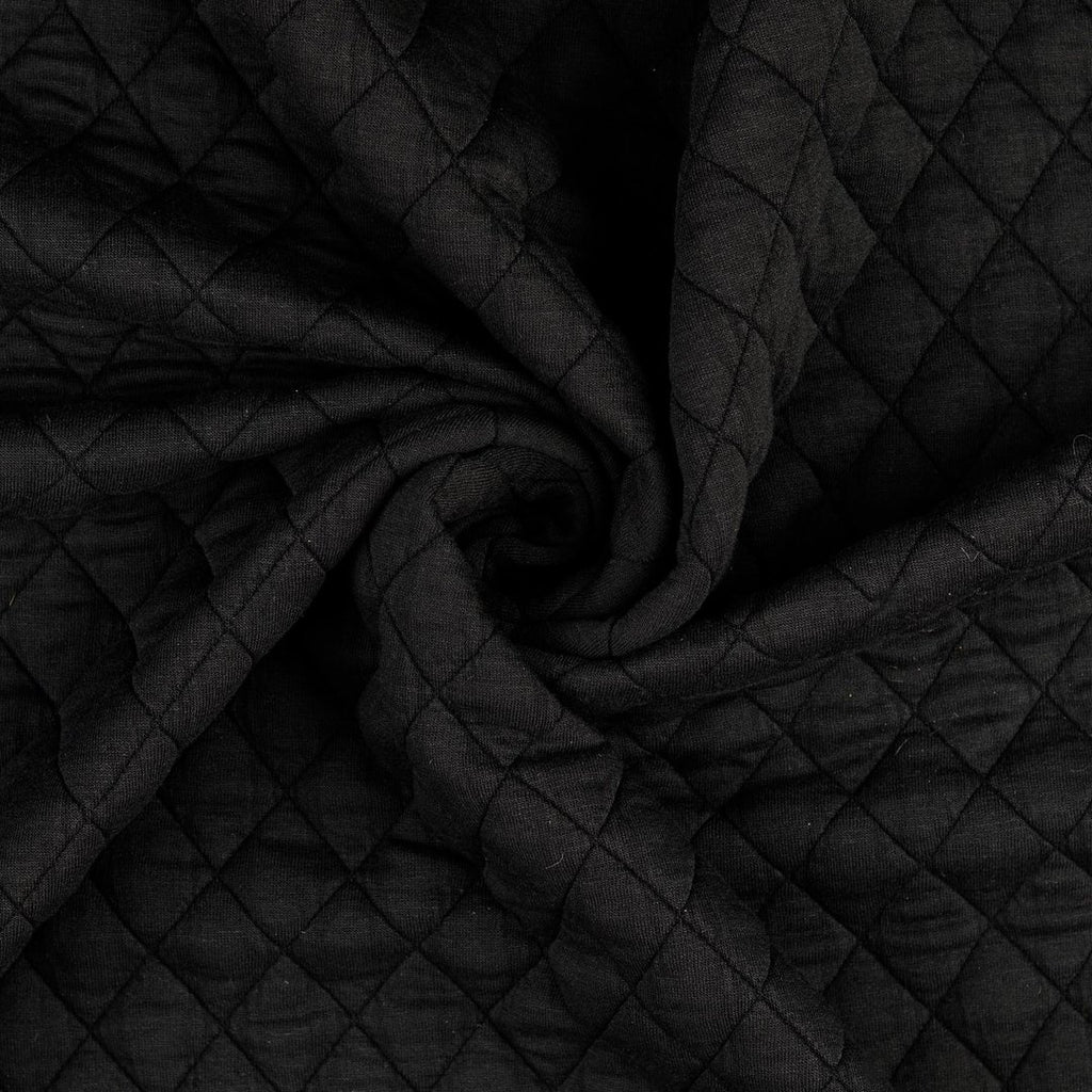 Jacquard Steppstoff Rauten dehnbar - schwarz *Videovorstellung*