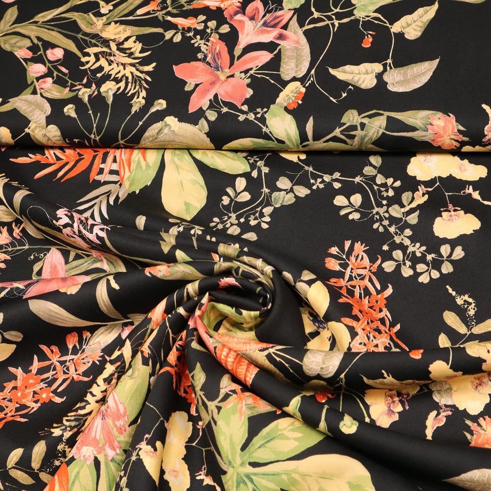 Viskose Twill - Blumen & Blätter *Videovorstellung*