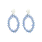 Ohrringe Hänger - oval glitzernd silber/ blau