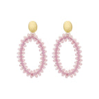 Ohrringe Hänger - oval glitzernd goldfarbig/ rosa