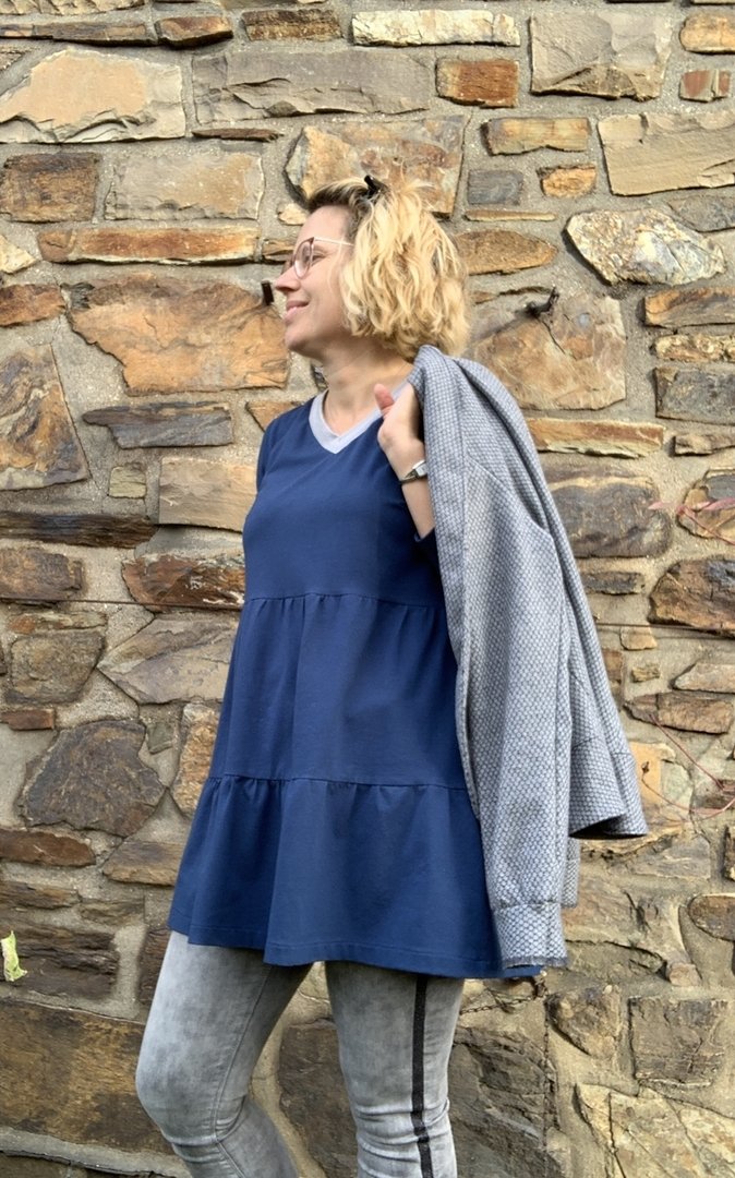 Ebook / Schnittmuster lillesol women No.50 Stufenkleid (Jersey) *mit Video Nähanleitung*