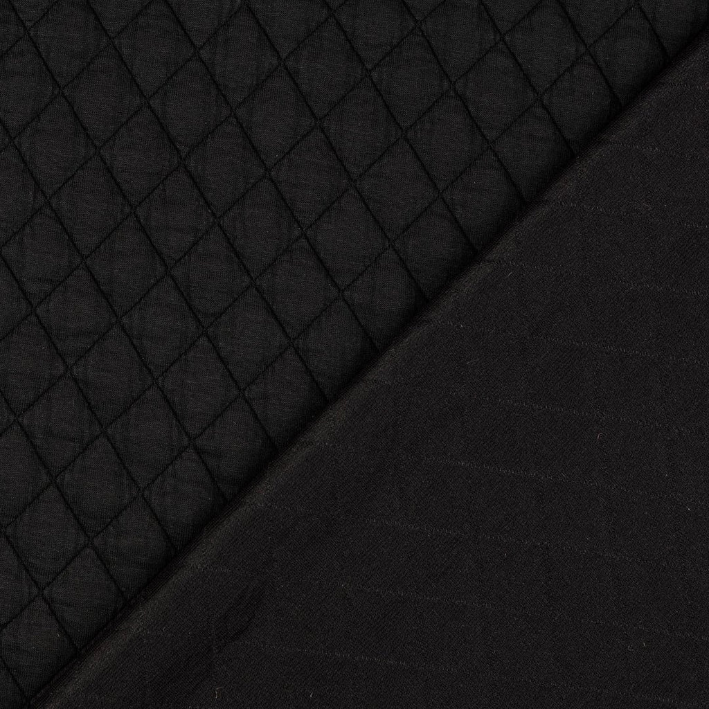 Jacquard Steppstoff Rauten dehnbar - schwarz *Videovorstellung*