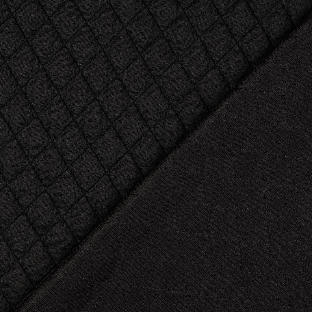 Jacquard Steppstoff Rauten dehnbar - schwarz *Videovorstellung*