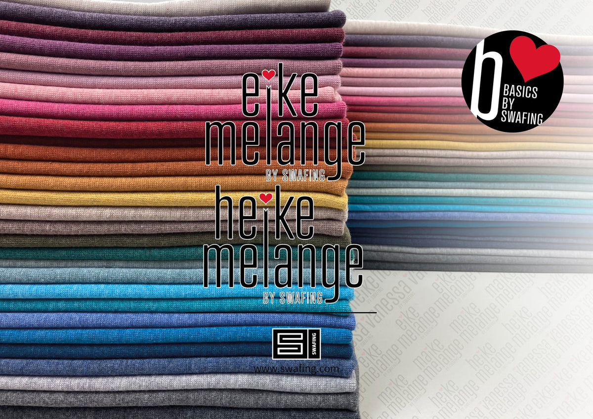 Sweat Melange Uni Basic - khaki / Stoff "Eike" von Swafing