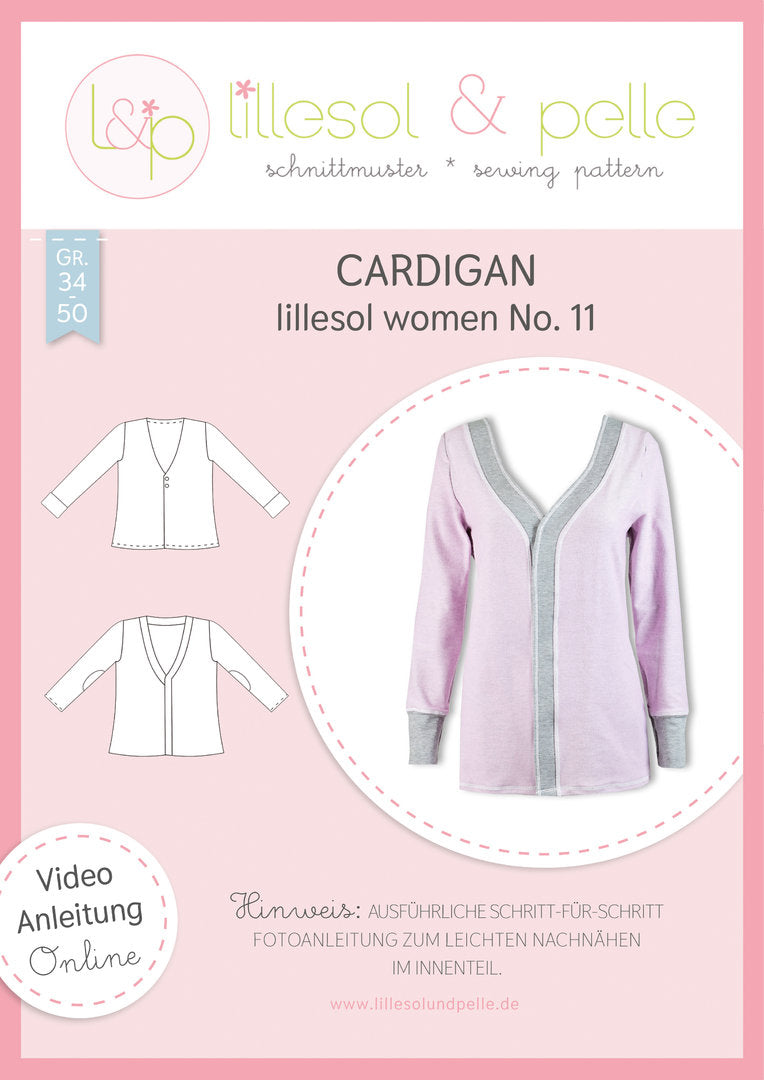 Papierschnittmuster lillesol women No.11 Cardigan *mit Video-Nähanleitung* ✂✂✂