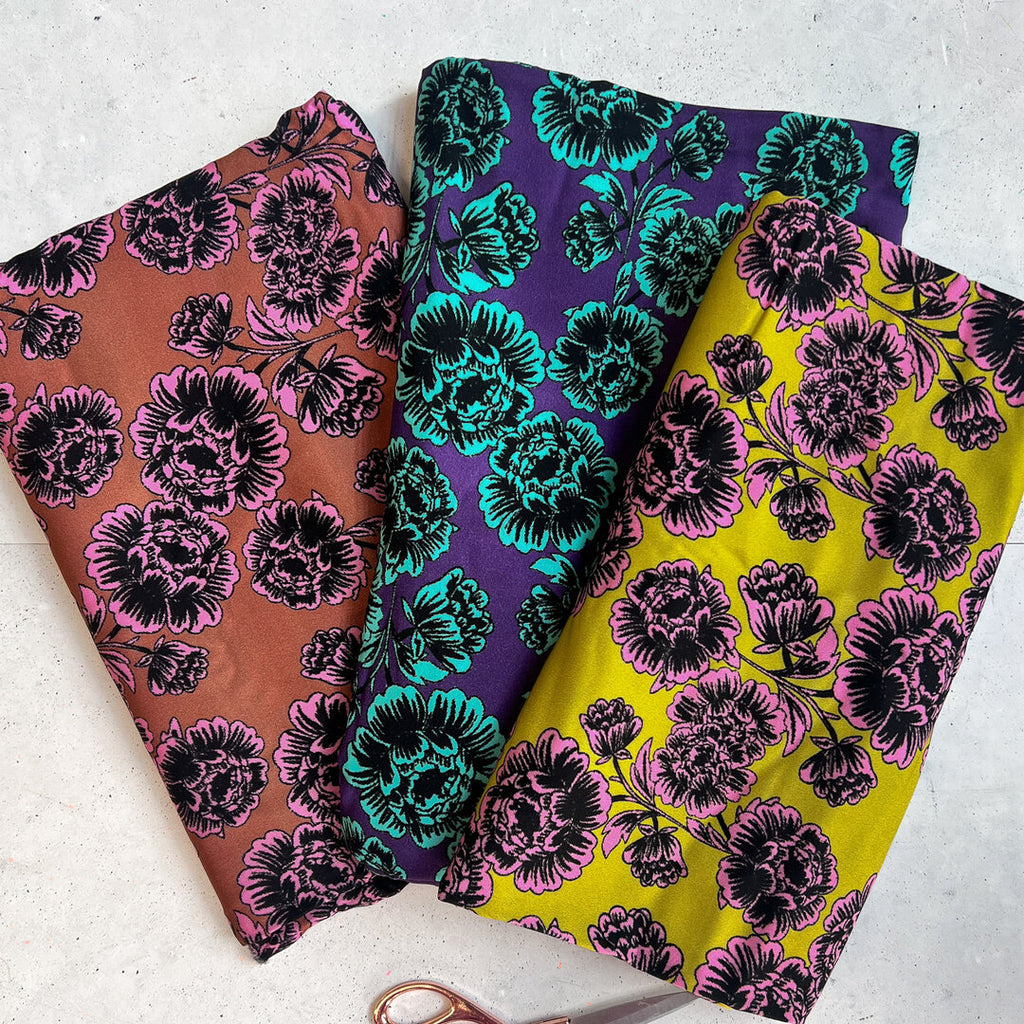 Viskose Webware Swafing - Peonies by Cherry Picking purple