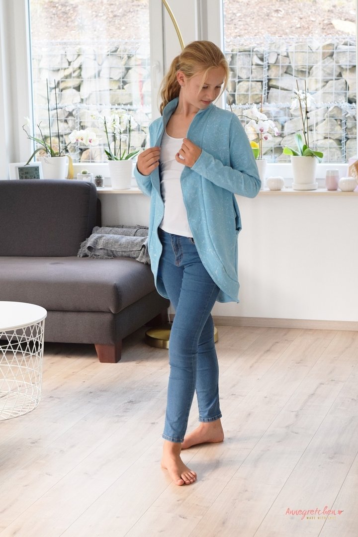Ebook / Schnittmuster lillesol basics No.70 LongCardigan mit Schalkragen *mit Video-Nähanleitung*
