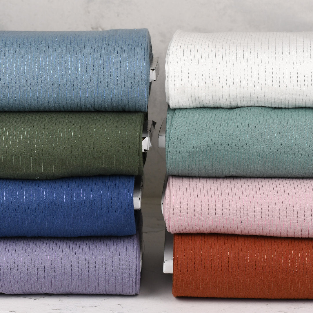 Musselin/Double Gauze Lurex Streifen - rost