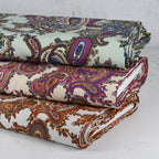 Viskose Stretch Popeline Paisley - sand