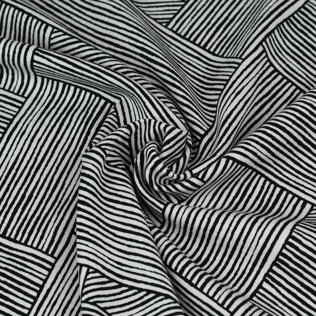 Viskose Twill diagonale Streifen - ecru/schwarz *Videovorstellung*