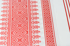 Seidenvoile offwhite/rot Bordüre - Designerstoff *LIMITIERTES ANGEBOT*