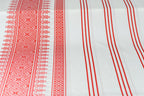 Seidenvoile offwhite/rot Bordüre - Designerstoff *LIMITIERTES ANGEBOT*