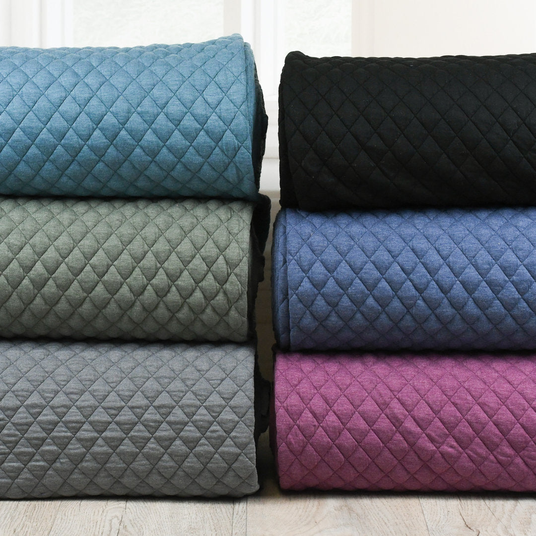 Jacquard Steppstoff Rauten dehnbar - schwarz *Videovorstellung*