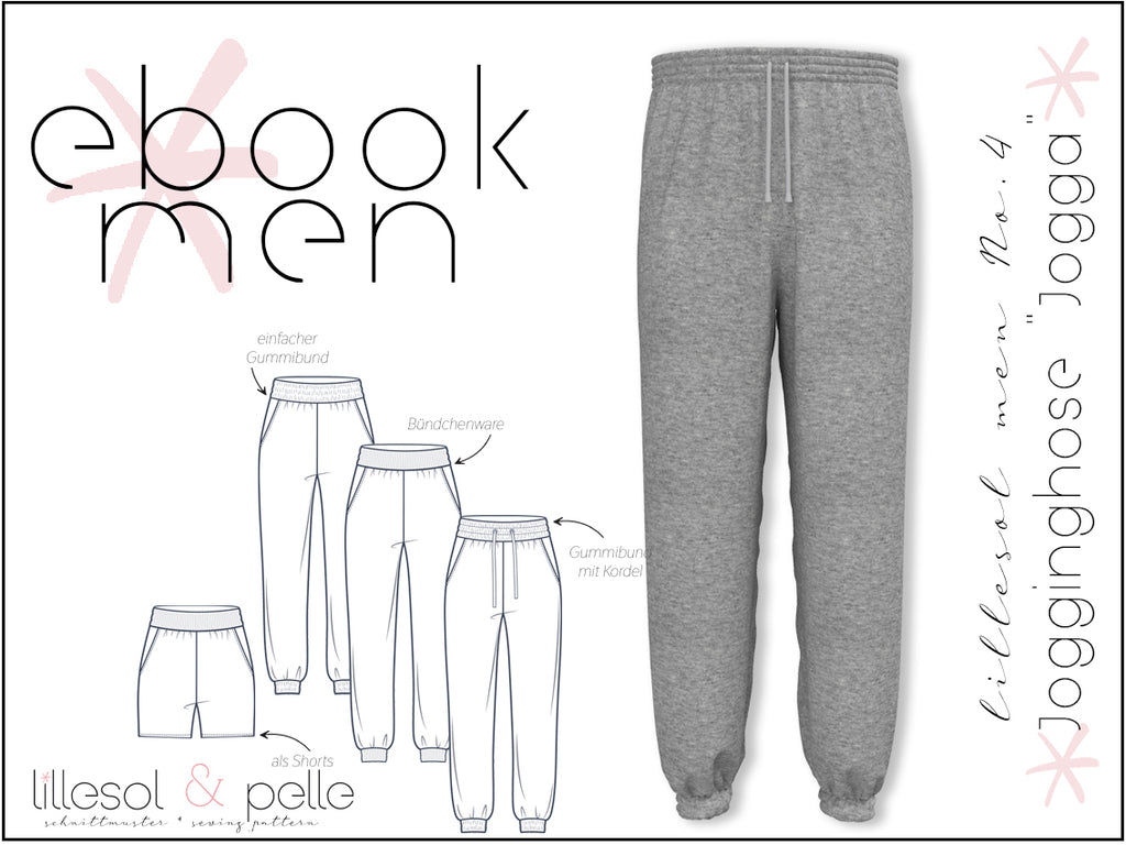 Ebook / Schnittmuster lillesol men No4 Jogginghose "Jogga" mit Video-Nähanleitung